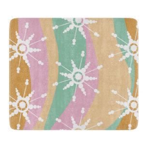 Tie Dye Liquid Retro Groovy Christmas Beige Green Cutting Board