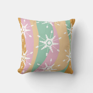 Tie Dye Liquid Retro Groovy Christmas Beige Green Throw Pillow