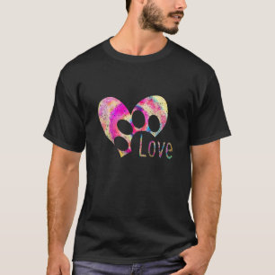 Tie Dye Love Dog Paw Print Animal Paw Dog Lover T-Shirt