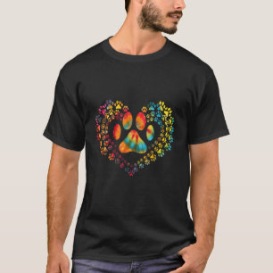 Tie Dye Love Dog Paw Print Heart Animal Lover T-Shirt