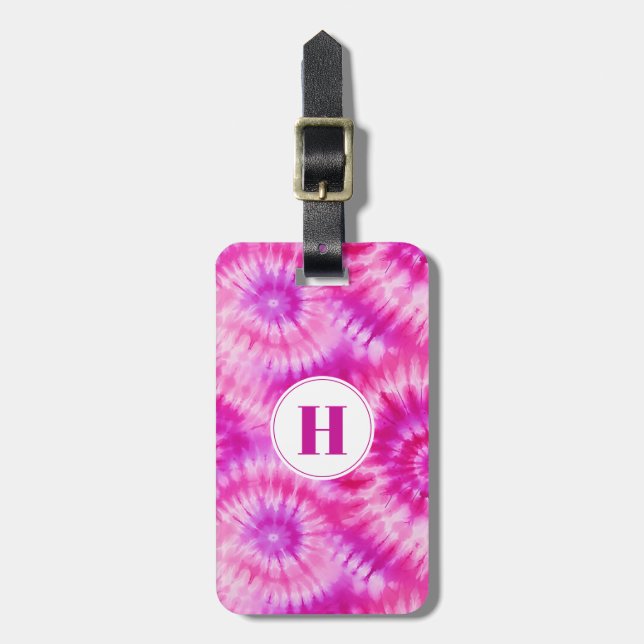 Tie Dye Magenta Luggage Tag (Front Vertical)