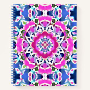 Tie Dye Mandala Pattern Denim Blue and Pin Journal