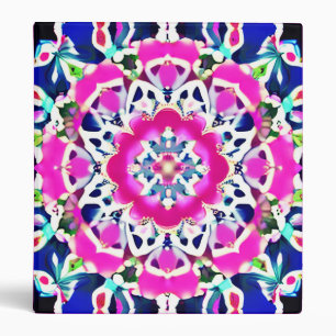 Tie Dye Mandala Pattern Denim Blue and Pink     Binder