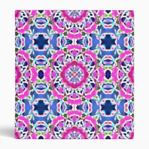 Tie Dye Mandala Pattern Denim Blue and Pink     Binder