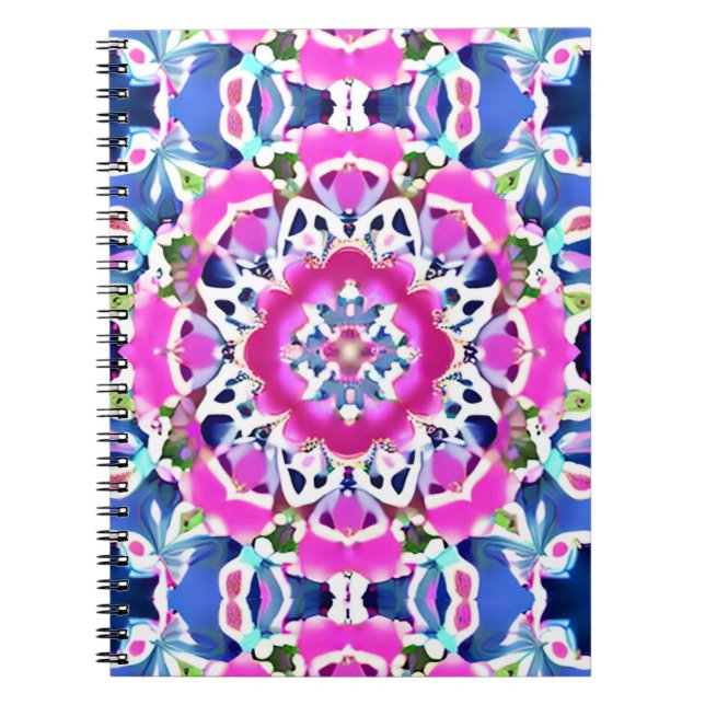 Tie Dye Mandala Pattern Denim Blue and Pink     Notebook (Front)