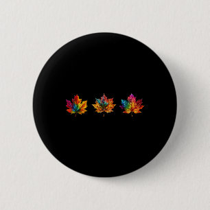 Tie Dye Maple Leaf Autumn Fall Leaves Season Men W 2 Inch Round Button