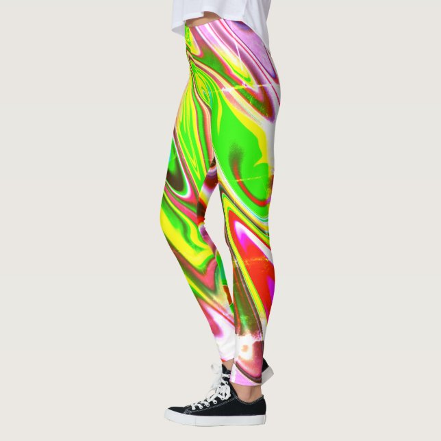 Tie Dye Marble Liquid Acid Colourful Leggings (Left)
