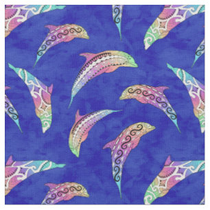 Tie Dye Marine Animals Dolphins Marlins Fabric