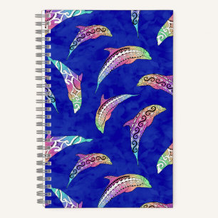 Tie Dye Marine Animals Dolphins Marlins Notebook