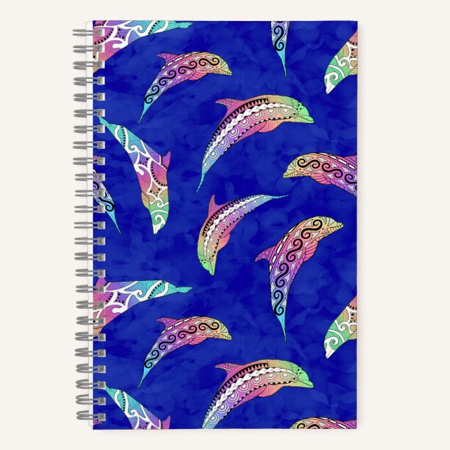 Tie Dye Marine Animals Dolphins Marlins Notebook (Front)