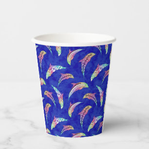 Tie Dye Marine Animals Dolphins Marlins Paper Cups