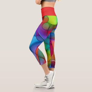 Tie-dye Meet Lines and Colors Capri Leggings