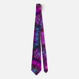 Tie-Dye Men's Tie in Purples, Blues, and Magenta