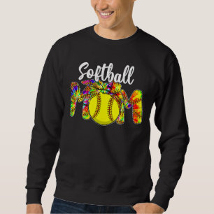 Tie Dye Mom Softball Mom Of Softball Player Mother Sweatshirt