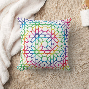 Tie Dye Moroccan Zellige Pattern Art (Zelij) Throw Pillow