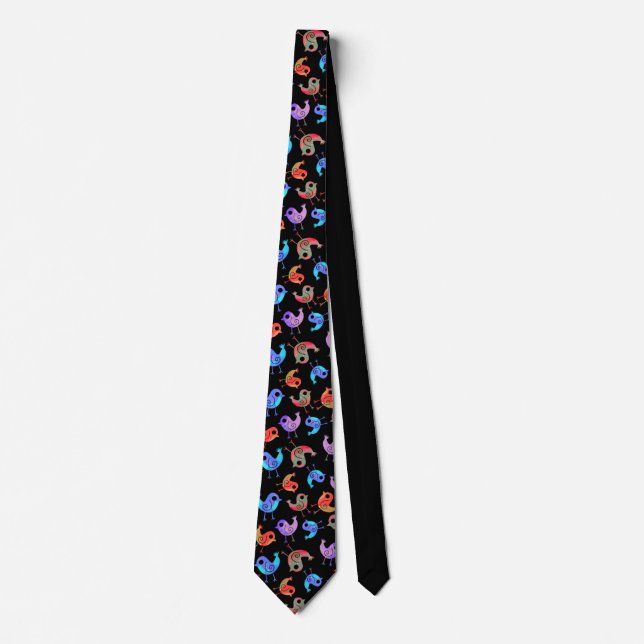 Tie-Dye Multicolor Birds Tie (Front)