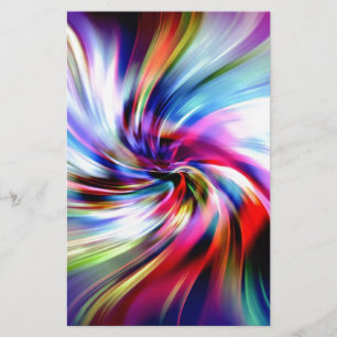 Tie Dye Multicolor Rainbow Electronic Swirls Stationery