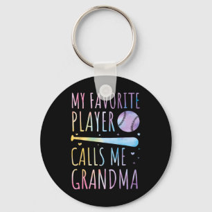 Tie-dye My Favourite Player Calls Me Grandma Baseb Keychain