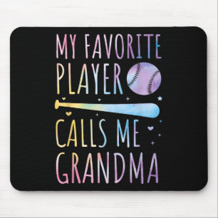 Tie-dye My Favourite Player Calls Me Grandma Baseb Mouse Pad