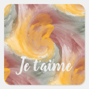 Tie-Dye Orange Green Painterly Watercolor in Love Square Sticker