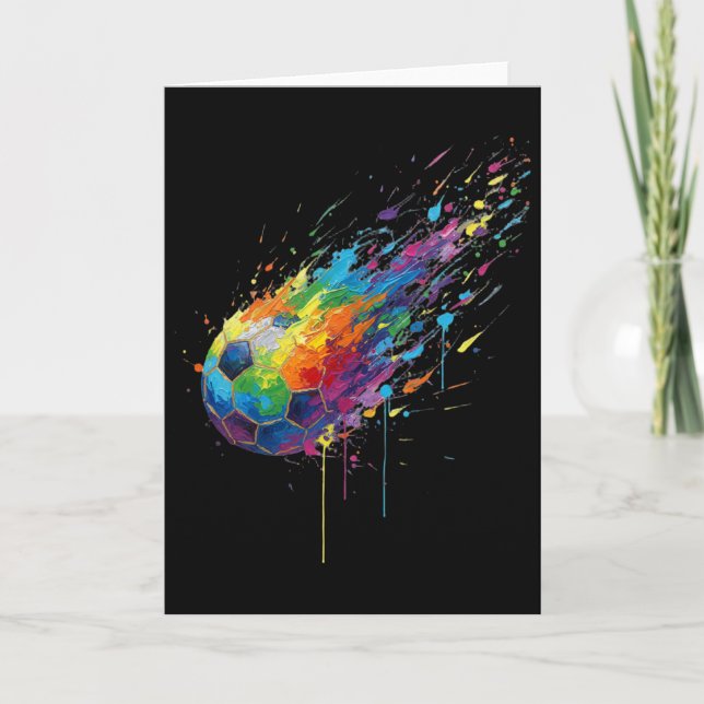 Tie-dye Paint Splats Soccer Footbyll Player Fans E Card (Front)
