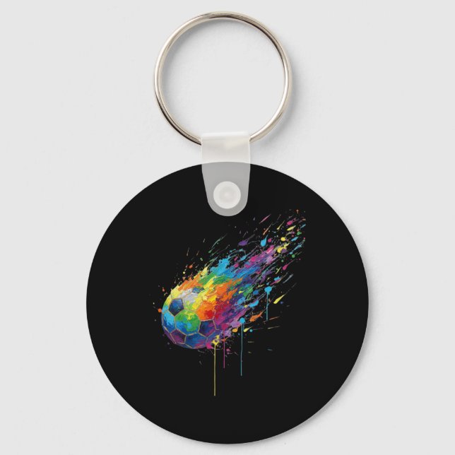 Tie-dye Paint Splats Soccer Footbyll Player Fans E Keychain (Front)