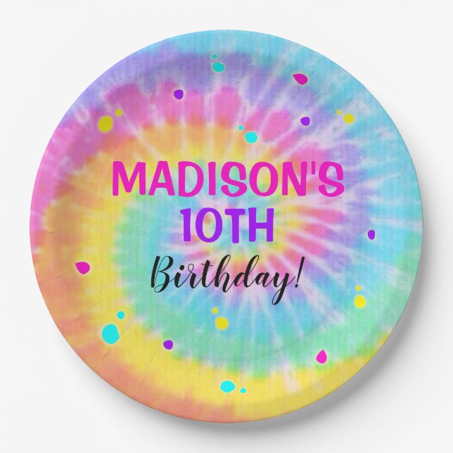 Tie Dye Paper Plates Rainbow Tie Dye (Front)