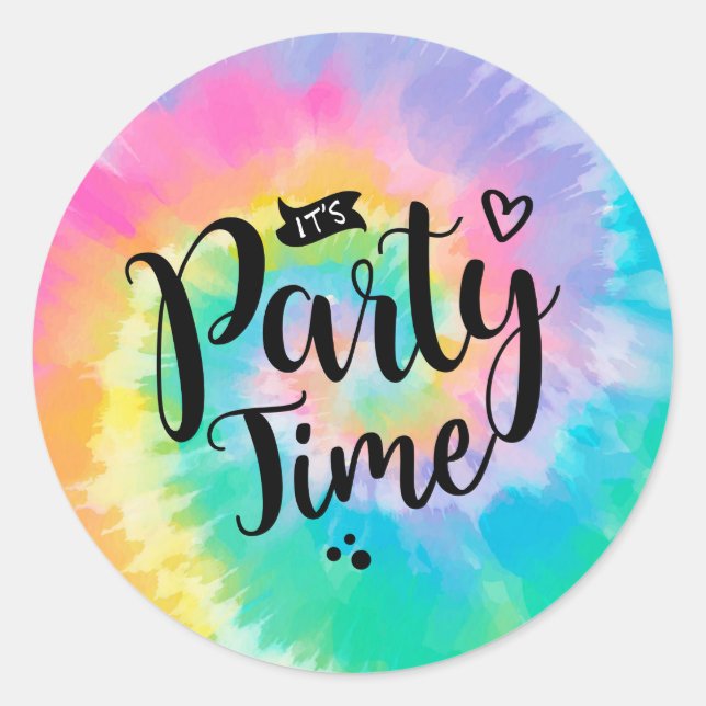 Tie Dye Party Sticker Retro (Front)