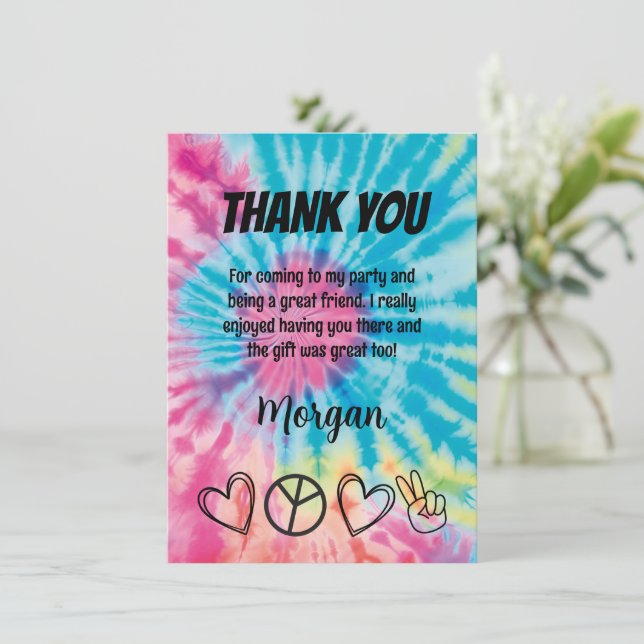 Tie Dye Party Thank You Card (Standing Front)