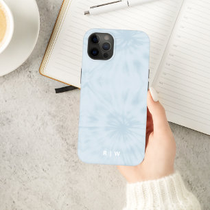 Tie Dye Pastel Blue Modern Stylish Monogram Case-Mate iPhone 14 Case