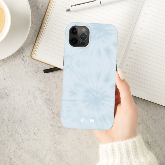 Tie Dye | Pastel Blue Modern Stylish Monogram Case-Mate iPhone Case (Creator Uploaded)