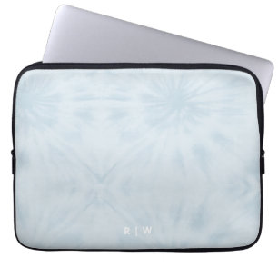 Tie Dye   Pastel Blue Modern Stylish Monogram Laptop Sleeve
