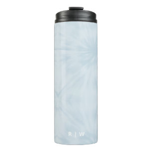 Tie Dye   Pastel Blue Modern Stylish Monogram Thermal Tumbler