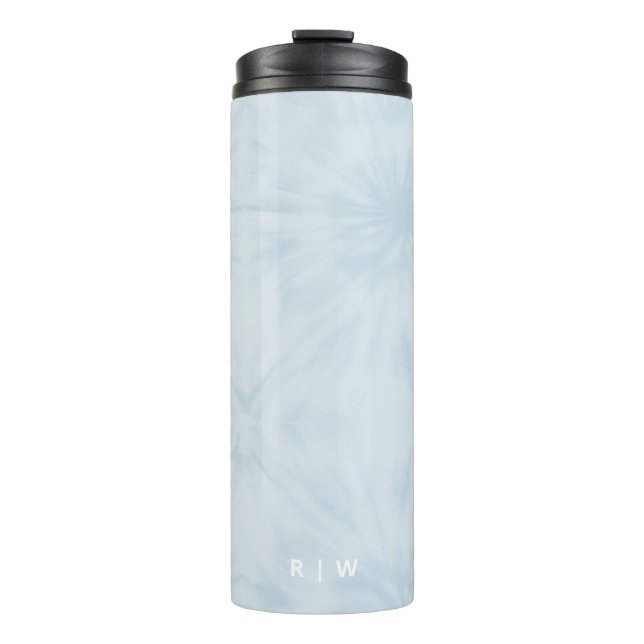 Tie Dye | Pastel Blue Modern Stylish Monogram Thermal Tumbler (Front)