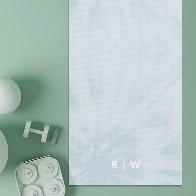 Tie Dye | Pastel Blue Modern Stylish Monogram Yoga Mat (Creator Uploaded)