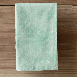 Tie Dye   Pastel Mint Green Monogram Hand Towel