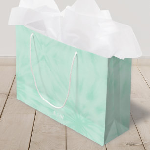 Tie Dye Pastel Mint Green Monogram Large Gift Bag
