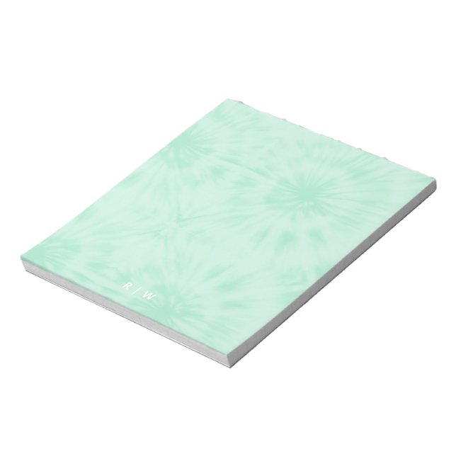 Tie Dye | Pastel Mint Green Monogram Notepad (Rotated)
