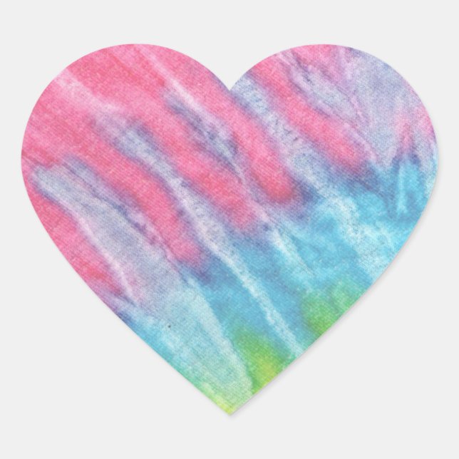 Tie Dye Pastel Pink and Aqua Heart Sticker (Front)