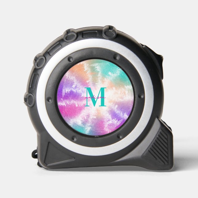 Tie Dye Pastel Pink Orange Teal Purple Monogram 1 (Front)