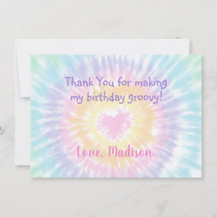 Tie Dye Pastel Rainbow Boho Hippie Thank You Card