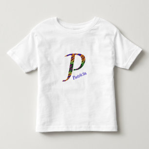 Tie-Dye Pattern Bright Retro Letter P Monogram Toddler T-shirt