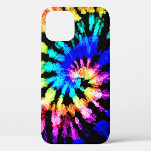 Tie dye pattern. Hand drawn rainbow shibori. Ink t iPhone 12 Case
