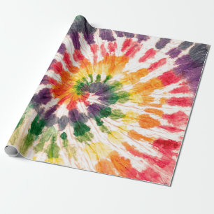 Tie dye pattern. Hand drawn rainbow shibori. Ink t Wrapping Paper