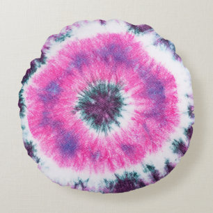 tie dye pattern hand dyed on cotton fabric abstrac round pillow