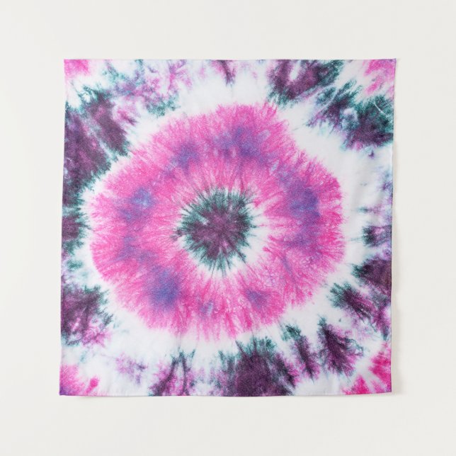 tie dye pattern hand dyed on cotton fabric abstrac tapestry (Front)