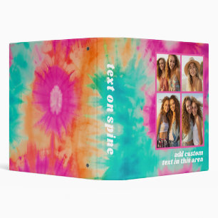 Tie Dye Pattern Hot Pink Orange Teal - custom name Binder