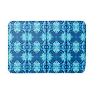 Tie Dye Pattern in Indigo and Ice Blue Bath Mat