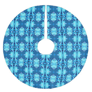 Tie Dye Pattern in Indigo and Ice Blue Brushed Polyester Tree Skirt