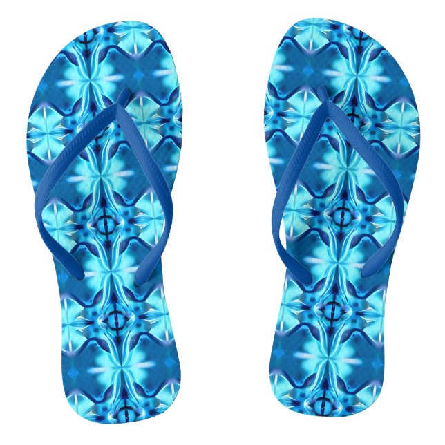 Tie Dye Pattern in Indigo and Ice Blue Flip Flops (Footbed)